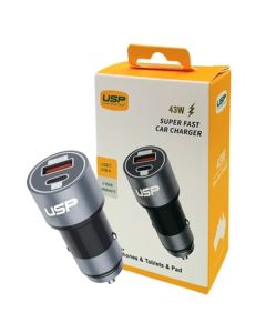 USP 43W USB A + TYPE C Fast Car Charge (Min Order Qty:1)