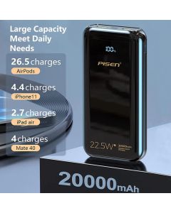 Powerbank with LED Display 20000mAh Black (Min Order Qty: 1)