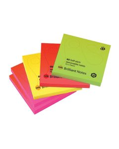 Marbig Notes Brilliant Assorted Colours Pack of 5 (Min Ord Qty 2) 