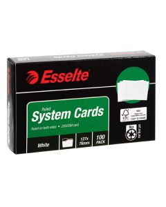 Esselte System Cards 127x76mm 5x3 Ruled White Pack of 100 (Min Ord Qty 1)