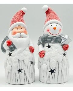 Santa and Snowman LED 15cm (Min Order Qty 6) 