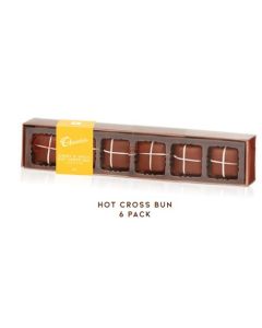 Chocolatier Easter 6 Pack Hot Cross Buns 80g (Min Order Qty 12) ***Available Mid Feb 2025***