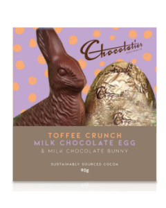 Chocolatier Milk Chocolate Egg & Bunny Toffee Crunch 90g (Min Order Qty 2) ***Available Mid Feb 2025***