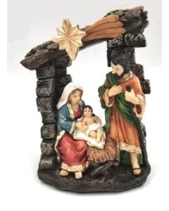 Nativity (polyresin) with Joseph Mary, & Jesus 16x10cm (Min Order Qty: 1) 