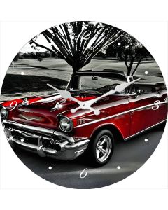 71cm Glass Clock Red Chevrolet (Min Order Qty 2)