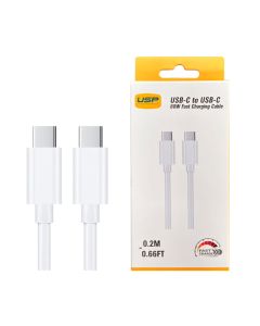 0.2M 60W USB-C to USB-C Mini White Cable  USP Compatible for iPhone 15 Series (Min Order Qty 3)