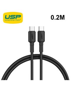 0.2M BoostUp Cafule USB-C to USB-C Cable Charge & Connect Black USP Compatible for iPhone 15 Series (Min Order Qty 3)