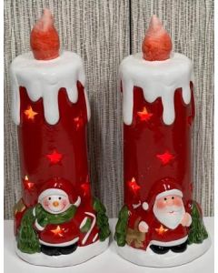 Christmas - Candles Light up with Santa & Snowman with LED Lights (Min Order Qty 2)