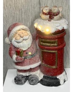 Santa with Post Box with LED Lights 40cm (Min Order Qty: 1)