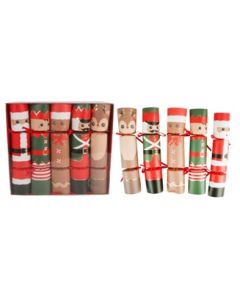 Christmas Crackers 5 Pack Xmas characters 28.5x6cm (Min Order Qty 1)