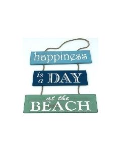 Sign Beach Happiness 23x36cm (Min Order Qty 2)